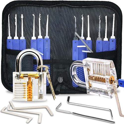 Retoo Lockpicking Set 17 Stück Dietrich, 12 Picks und 5 Drehmomentschlüssel, perfektes Lock Pick Set für Anfänger und Profis Schlosser, Generalschlüssel Systeme, für Schlosserei, Schwarz, O990