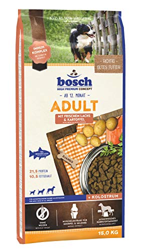 bosch HPC Adult mit frischem Lachs & Kartoffel | Hundetrockenfutter für ausgewachsene Hunde aller Rassen | 1 x 15 kg