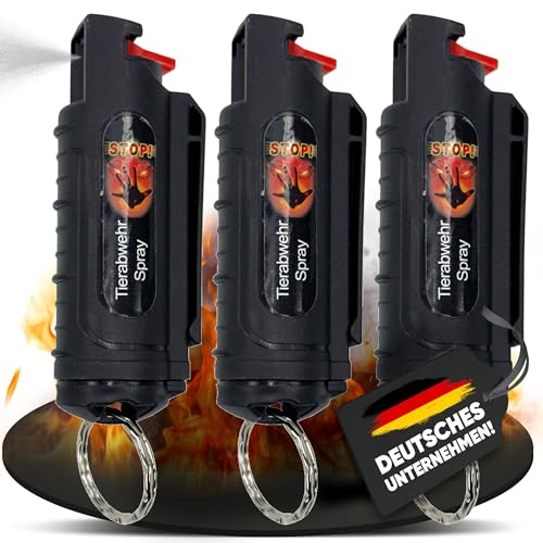 3 x Wilhelm Pfefferspray 16 ml Schlüsselanhänger schwarz Tierabwehr Selbstverteidigung CS Gas KO Spray hochdosiert (ca. 2 Mio. Scoville) effektives Verteidigungsspray