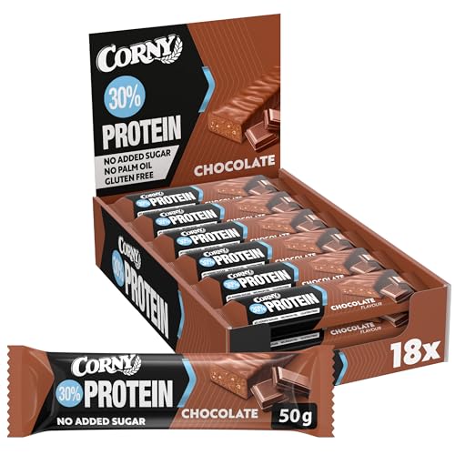 Corny Protein Power Schoko | 30 Prozent Eiweiß | Fitness & Sport Riegel | Großpackung 18 x 50 g