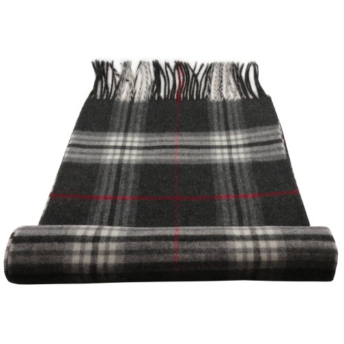 TigerTie - feiner Designer Schal in anthrazit grau rot creme kariert - Stoff Cashmink - made in Germany