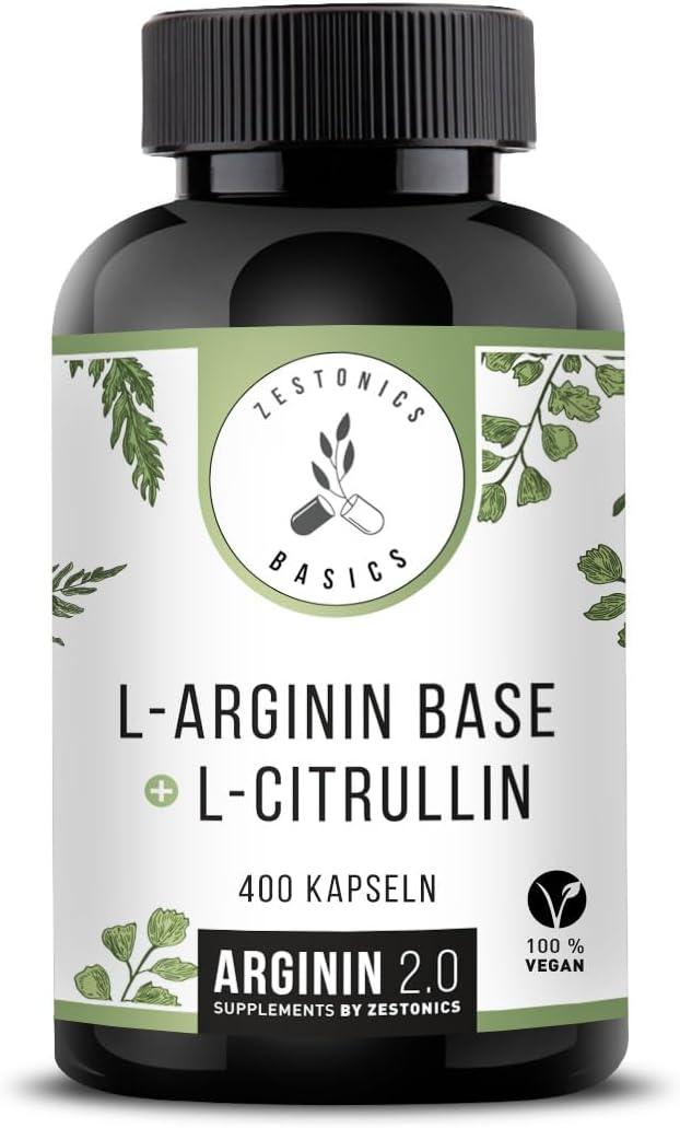Arginin 2.0 - L- Arginin 2400mg + L- Citrullin 1200mg - 400 Kapseln - Zestonics Basics