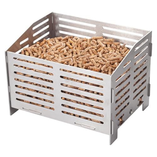 Valiant Pelletbrennerkorb für Holzöfen und Kamine | Verdickte Edelstahlkonstruktion | Belüftetes Design für gleichmäßiges Abbrennen | 3 kg Kapazität | 4 Stunden Brenndauer