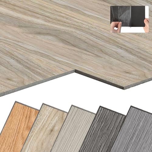 YARDIN PVC Bodenbelag Vinylboden Selbstklebend mit Holz-Optik, 18 Stück 2,51m² Vinyl Klebefliesen Bodenfliesen Selbstklebend, PVC Boden Rutschfest Wasserfest Schwer Entflammbar, Eiche Gewaschen