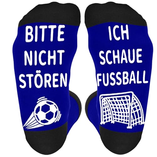 Kirodo Fußball Geschenke für Männer Lustige Socken mit Spruch Bitte Nicht Stören Ich Schaue Fußball Fussball Geschenke Jungen Kinder Fanartikel Geburtstag Vatertag Weihnachten Geschenke (Blau)