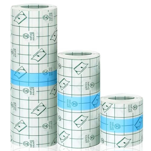 EMALLA 3 Stück Second Skin Tattoo Folie Heilung (5CM/10CM/15CM x 2M) Wasserfest Tattoo Pflaster Wasserdichte Klebebandage für Aftercare Pflege
