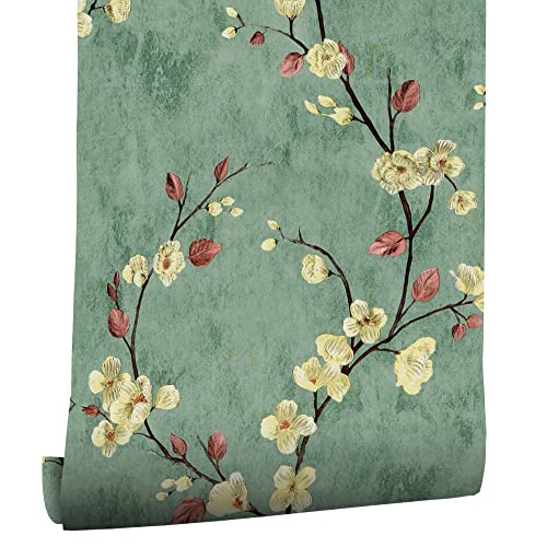 myforHD Tapete Selbstklebende Fototapete Wandpapier Blume Folie Dekorfolie Möbelfolie Klebefolie Pflanzen Laub Blumen Design 44cmX300cm Vintage Wanddeko Wandtapete Wohnzimmer Schlafzimmer
