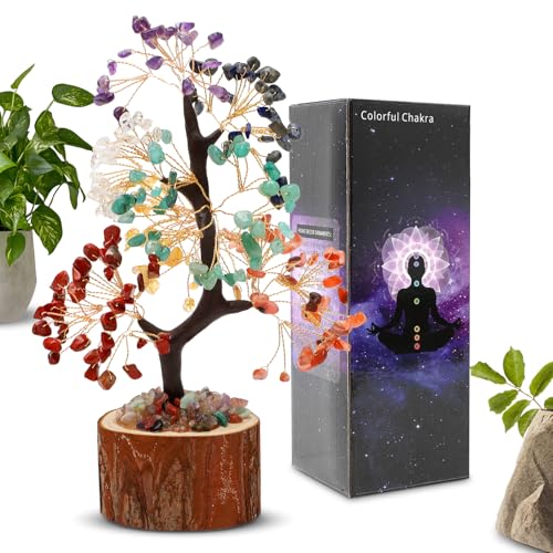 RANJIMA Chakra Steine Kristallbaum Kristalle, Geschenke zum Muttertag, Edelsteinkristall Deko Bonsai Baum, Violett Edelsteinkristall Deko Bonsai Baum,Spirituell Esoterik Feng Shui Deko