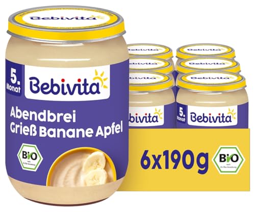Bebivita Abendbrei Grieß-Banane-Apfel, 190g 6er Pack (6x190g)