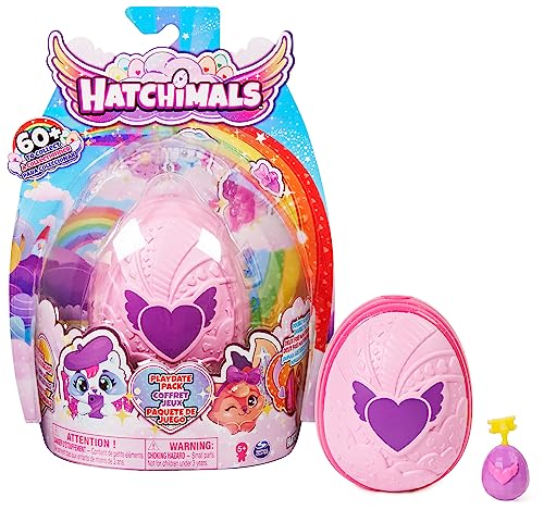 Hatchimals Playdate Pack, Spiel-Schatulle mit 4 CollEGGtibles-Figuren und 2 Zubehörteilen, Spielzeug für Mädchen ab 5 Jahren