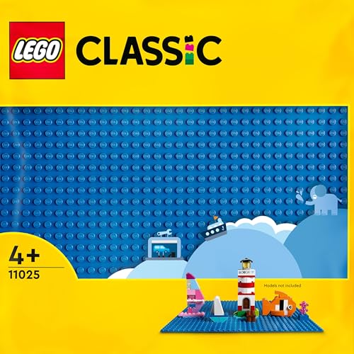 LEGO 11025 Classic Blaue Bauplatte, quadratische Grundplatte mit 32x32 Noppen als Basis für Konstruktionen und für weitere Sets, Konstruktionsspielzeug für Kinder