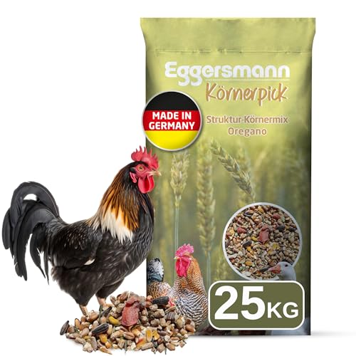 Eggersmann Körnerpick 25 kg Hühnerfutter - Struktur Körnermix Oregano - Hühner Körnerfutter Basic Geflügelfutter - Premium Körnermischung für Hühner Gänse und Enten