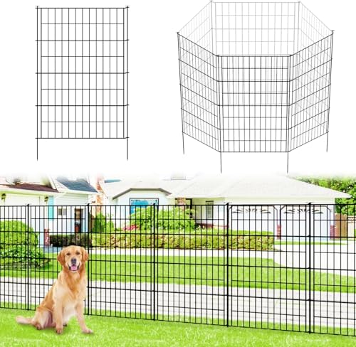 Thealyn Gartenzaun, 5 Paneele, rostfreies Metall, für Hunde, Haustiere, Tierbarriere, Gartenzaun, Bordüre für Hof, Terrasse, Blumenbeet, 101 cm H x 71 cm B (5 Paneele, Länge 3,5 m)