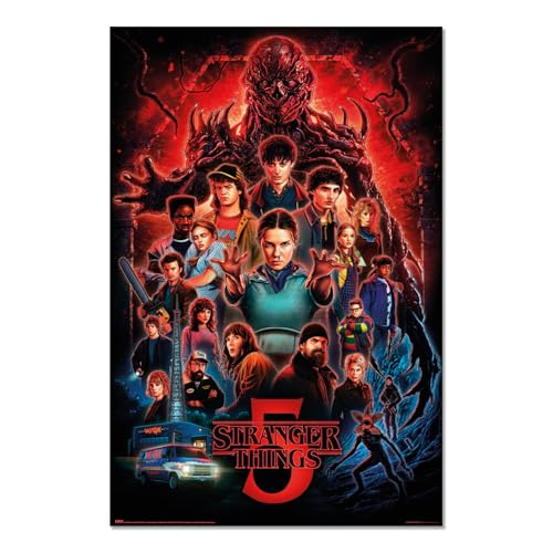 Grupo Erik Poster Kunstdruck Stranger Things Staffel 5 Poster Deko Wohnzimmer oder Deko Schlafzimmer - Deko Zimmer - Größe 61 x 91 - Offizieller Netflix Stranger Things Merch Fanartikel