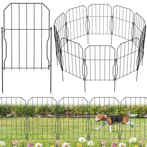 WELDUN Gartenzaun 10 Stücke Metall Steckzaun, Dekoration Gitterzaun für Garten, Total 310 cm (L) x 41 cm (H), Garten Zaun Gartenbeet und Tierbarriere, für Kaninchen, Hund, Hof