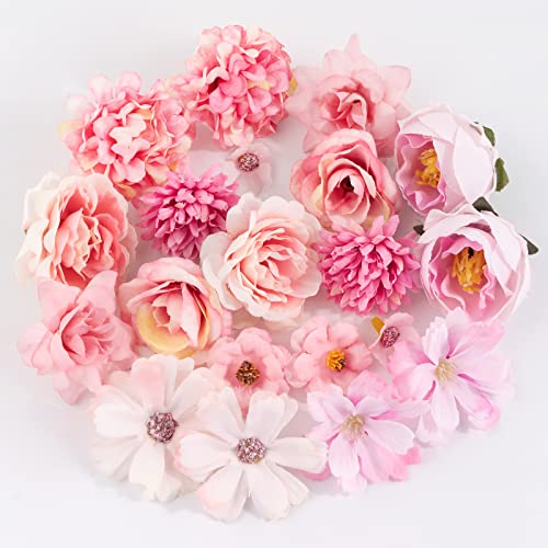 BOFUNX 20 Stücke Kunstblumen Blumenköpfe Künstliche Blumen Mini Blütenköpfe für Hochzeit Home Basteln Scrapbooking Deko
