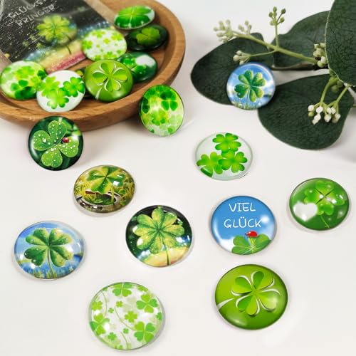24 Glücksbringer Kleeblatt, Silvester Glücksbringer & Tischdeko & Gastgeschenke, Neujahrsglücksbringer, Viel Glück Kleine Geschenke zu Weihnachten Silvester Mitbringsel für Familie,Freunde,Kolleginnen