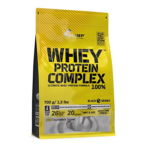 OLIMP SPORT NUTRITION- Whey Protein Complex 100%. Hochwertiges Protein Pulver aus einer Eiweißkombination von Molkeneiweißkonzentrat und Molkeneiweißisolat für den Muskelaufbau. Geschmack: Vanille (700 g)