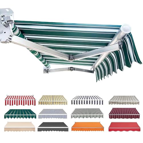 YHDMDQ Manuelle Einziehbare Markisenstoff 200x150/300x200/450x350/600x200cm Sonnenschutz Markisentuch Wasserabweisend Markisenbespannung Markisevolant Markise Canvas(Green,4x2m/13x6.5ft)