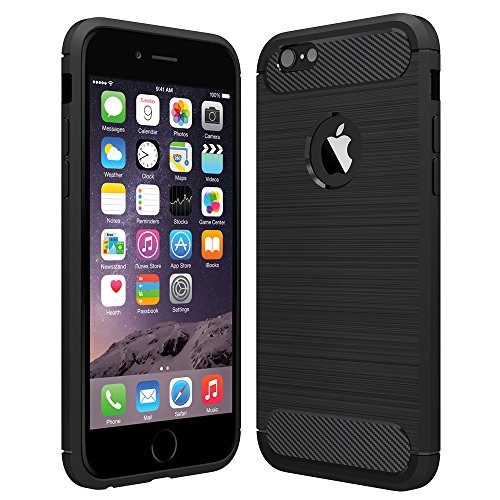Anjoo Kompatibel für iPhone 6/6s Hülle, Carbon Fiber Texture-Inner Shock Resistant-Weich und Flexibel TPU Cover Case für iPhone 6 iPhone 6s, Schwarz - 4.7 Zoll