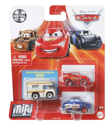 Mattel Disney Pixar Cars - Mini-Racers 3er-Pack Sortiment, kompakt, authentisch, Spielzeug ab 3 Jahren GKG01