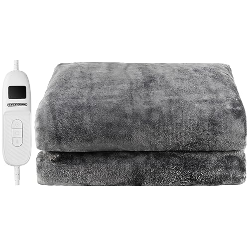Steinborg Elektrische Kuscheldecke Heizdecke mit Abschaltautomatik 180 x 130 cm| Timer | 9 Temperaturstufen | Timer | Fernbedienung | bei 30° waschbar | Wärmedecke | Elektrische Wärmezudecke