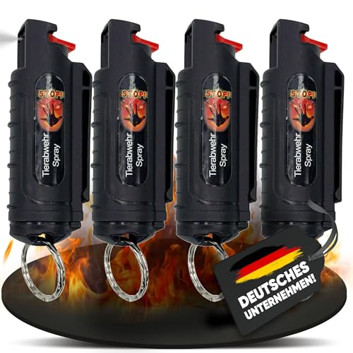 4 x Wilhelm Pfefferspray 16 ml Schlüsselanhänger schwarz Tierabwehr Selbstverteidigung CS Gas KO Spray hochdosiert (ca. 2 Mio. Scoville) effektives Verteidigungsspray