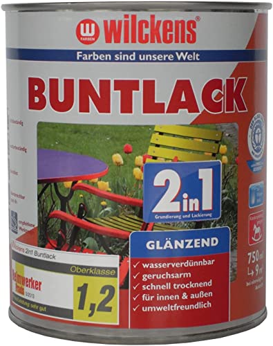 Wilckens 2in1 Acryl Buntlack für Innen und Außen, glänzend, 750 ml, RAL 9010 Reinweiß