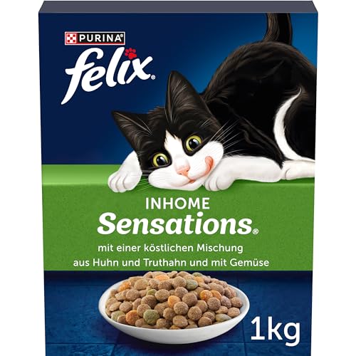 Felix Katzentrockenfutter Inhome Sensations (mit Huhn Getreide und Zugabe von Gartengrün) 1 kg Karton