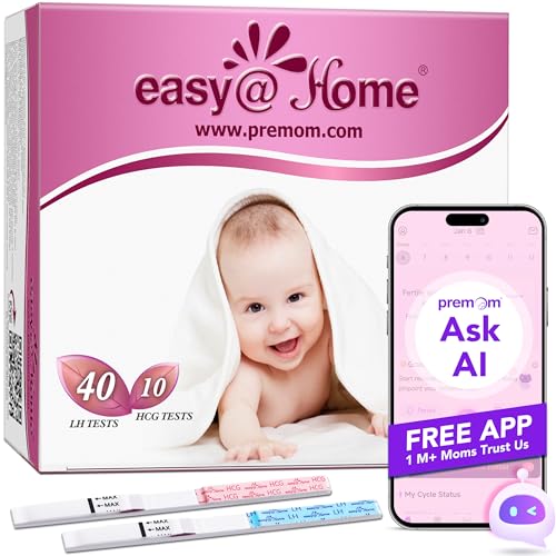 Easy@Home 40 Ovulationstest + 10 Schwangerschaftstest Frühtest - Empfidlich Kinderwunsch Fruchtbarkeitstests für Eisprung 25 mIU/ml und Schwangerschaftstests 10 mIU/ml mit Optimaler Sensitivität