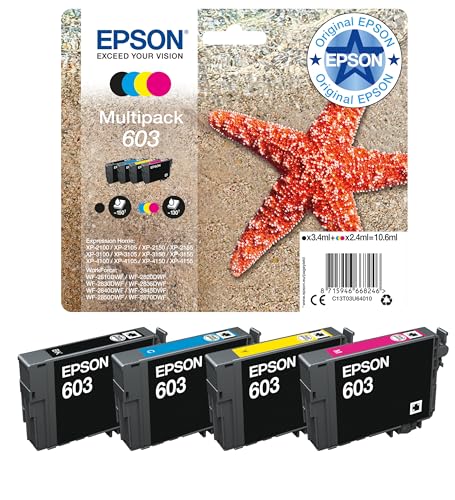 Epson Original 603 Tinte Seestern Multipack 4-farbig Standard, WF-2820DWF WF-2830DWF WF-2840DWF WF-2850DWF XP-2100 XP-2150 XP-3100 XP-3150 XP-4100 XP-4150, ReadyPrint Flex-Tintentarife