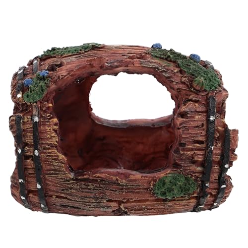 Toyvian Aquarium Barrel Versteck aus Resin Sicherer Rückzugsort für Fische und Garnelen Dekorative Höhle für Süßwasser Aquarien Einzigartiges Tonne Design für Natürliche Aquarienlandschaft