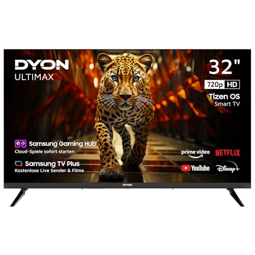 DYON ULTIMAX 32H-TI-W - 32 Zoll (80 cm) HD Smart TV mit Samsung Tizen OS, Triple Tuner (DVB-C/-S2/-T2), Samsung Smart Hub, Prime Video, Netflix, Disney+ [2025]
