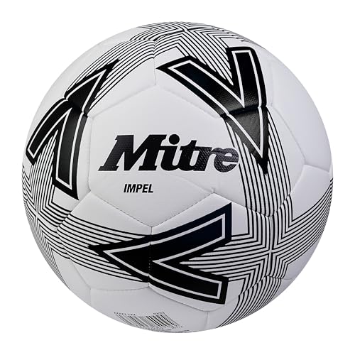 Mitre Impel L30P Fußball, hohe Strapazierfähigkeit, Formbeständigkeit, Weiß/Schwarz, 5