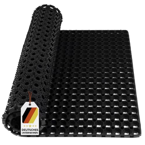 KARAT Ringgummimatte - Türvorleger, Schmutzfangmatte - Fußmatte aus Gummi - Schmutzfangmatte, Fußabtreter, Wabenmatte, Gummimatte, Drainagematte Octodoor (40 x 60 cm) 23 mm