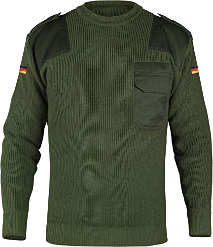 normani Herren Bundeswehr Pullover Original nach TL Winterpulloverullover mit Brusttasche und Deutschlandfahne Farbe Dunkelgrün Größe L