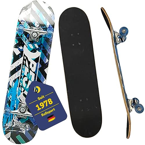 BEST SPORTING Skateboard A7 Street – Skateboard für Kinder & Anfänger mit ABEC 7 Kugellagern – Rutschfestes 7-lagiges Ahorn-Deck – 100 kg belastbar – Cooles Design (Street Blue)