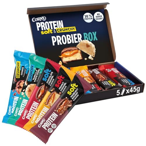 Corny | Protein Crunchy & Soft 5er Mix | Trial Pack 5x1 Proteinriegel à 45g | 30% Eiweiß | Probierset zum Testen