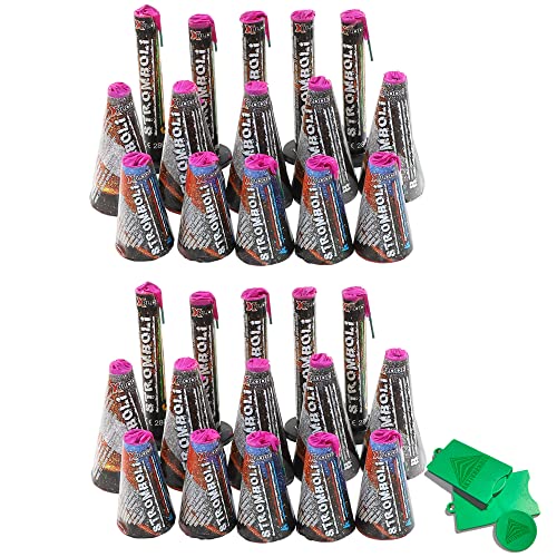 AKTIVHANDEL Stromboli 30-teiliges Jugendfeuerwerk Set mit Vulkanen und Fontänen, Silvester Feuerwerk Outdoor Kat F1 inkl. Einkaufswagenchip