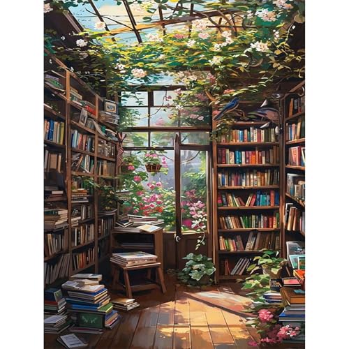Viart Malen nach Zahlen Landschaft-Malen nach Zahlen Erwachsene, Bücherregal Paint by Numbers Adult für Home Wand Dekor 30x40cm