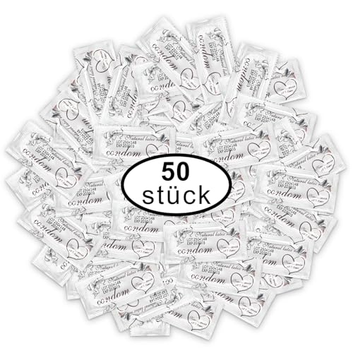 Kondome 50 Stück Packung - Condoms für männer - Natürliches Empfinden - Extra dünne Kondome für intensives Empfinden beim gemeinsamen Liebesspiel- 53 mm breite - Condoms for Men