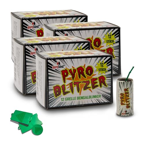 AKTIVHANDEL Pyro Blitzer, 48 Stück (4x12) grelle Bengalblinker, Minatur-Bengalos, Feuerwerk der Kategorie F1, für Silvester, Geburtstag und andere Feiern, inkl. Einkaufswagenchip