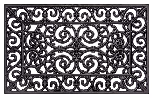 Hanse Home Gummi Fußmatte für Innen und Außen 45x75cm – Gummimatte Fussmatte Outdoor Schmutzfangmatte Ornamente Gusseisen Optik Wetterfest, rutschfest für Eingangsbereich & Außenbereich – Schwarz