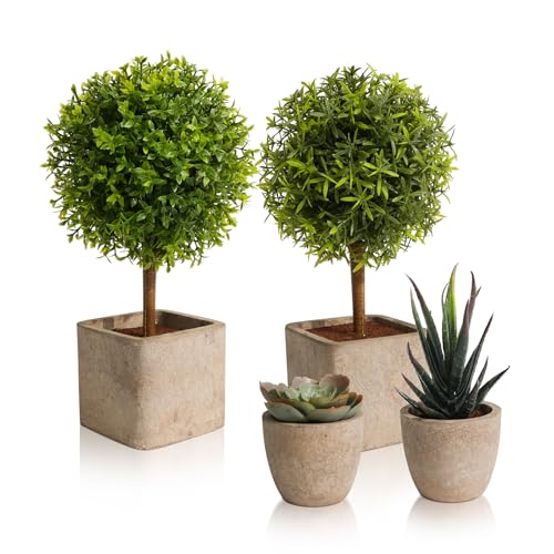 YVONNEYI 4 Stück Kunstpflanze 25.5/14.6 cm, Künstliche Pflanzen wie echt für Deko Wohnzimmer, Klein Sukkulenten Künstliche für Office Schlafzimmer Badezimmer Küchen Zuhause Innen Deko