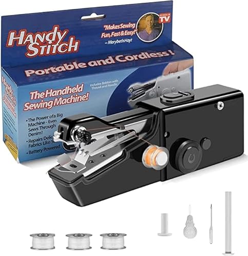AUIFFER Handnähmaschine, Mini Nähmaschine Elektrisch Mit Unterfaden, Tragbare Nähmaschine Für Kleidung, Vorhänge, Stoffe, Jeans, Plüschtiere, DIY Nähprojekte, Zuhause Und Reisen