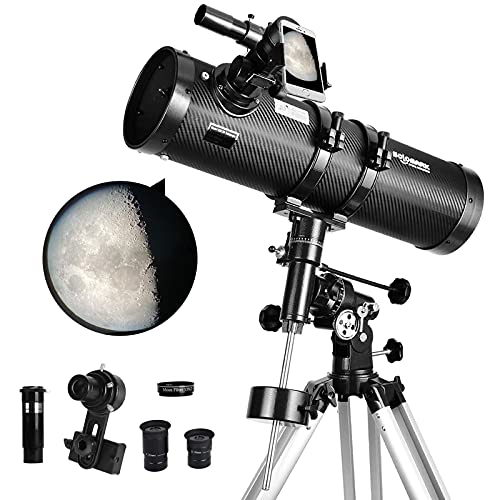 Teleskop 130EQ Newton-Reflektor teleskope für Erwachsene, professionelle Teleskope für Erwachsene Astronomie, kommt mit 1,5X Barlow-Linse Smartphone-Adapter & 13% T Mondfilter