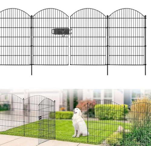 Hanured® 5 Stück Dekorative Gartenzaun mit Tor, Steckzaun für hunde, Hundezaun Tierbarriere 81 cm(H) X 3,5 m(L)