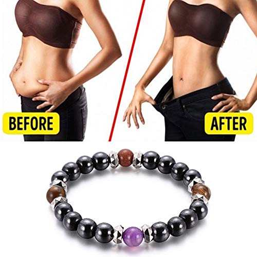 Mysika BESTT Magnetische Armband - Unisex Hämatit Therapie Stein Runde Perlen Stretch Armreif für Gewichtsverlust Abnehmen Anti-Müdigkeit Schmuck