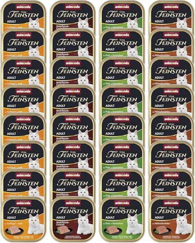 animonda Vom Feinsten Adult Vielfalt (32 x 100 g), Nassfutter für ausgewachsene Katzen, Katzenfutter ohne Getreide und Zucker, mit 100 % frischen, fleischlichen Zutaten