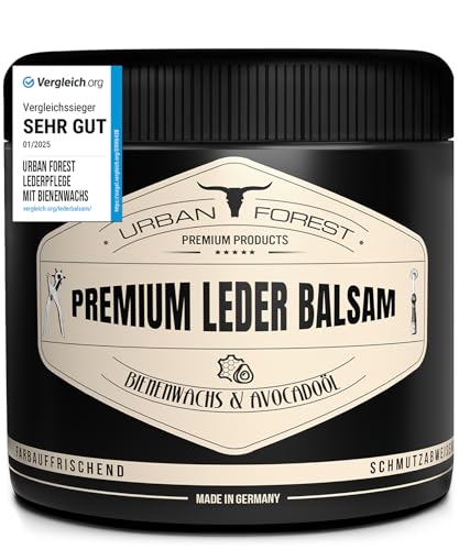URBAN FOREST Lederpflege mit Bienenwachs & Avocado-Öl 500ml für Auto Sofa Couch Möbel Jacke Motorradbekleidung Handtaschen Ledercouch Schuhe Sattel für Pferde Lederfett - Premium Leder Balsam